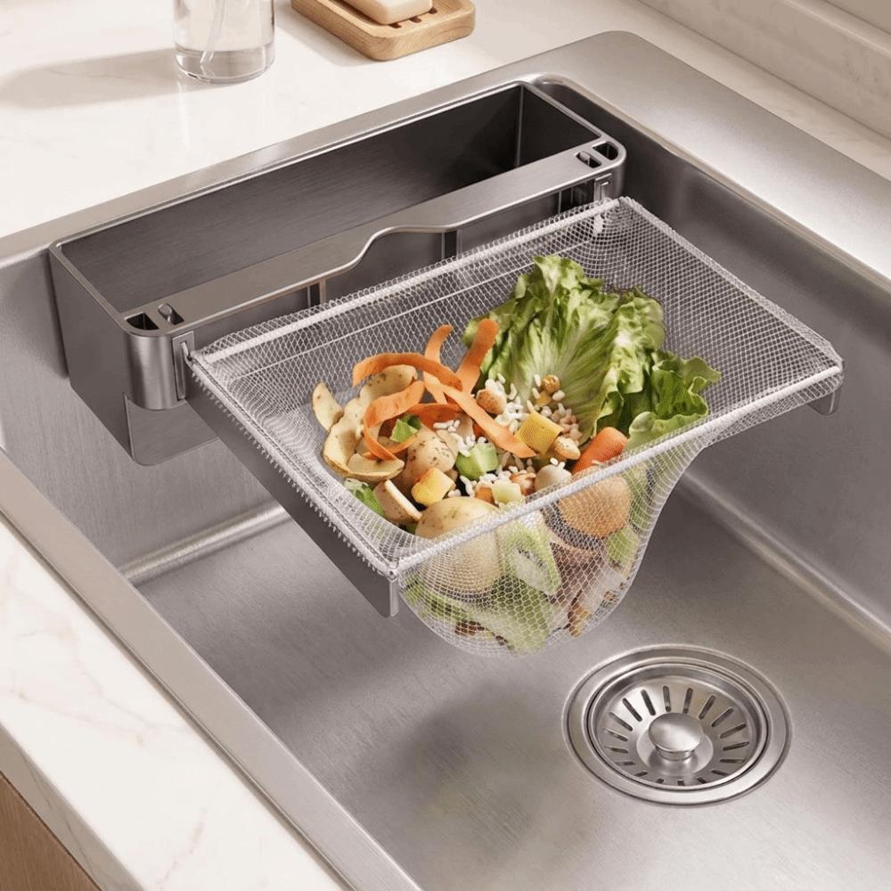 Wall Mounted Sink Drain Rack Carbon Steel Sink Food Strainer Sink Filter Basket for Food Residue