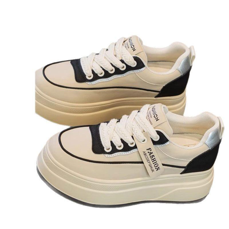 inner height increase cm small women's shoes leather platform white shoes spring and summer new muffin casual board shoes