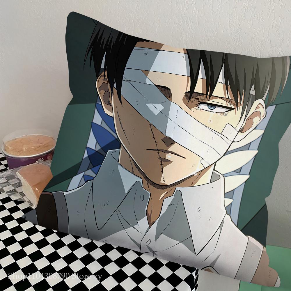 Levi Ackerman Attack On Titan Pillow Case Square Pillow Bedroom Sofa Leisure Comfort Cushion Car Living Room Home Decoration