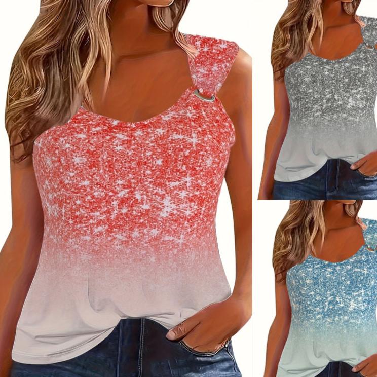 

Summer New Trendy Printed Fashionable Casual Gradient Vest X красный