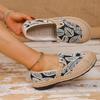 Women's Flats 2025 Summer New Vintage Weave Breathable Casual Shoes Embroidery Lightweight Comfortable Half Slippers
