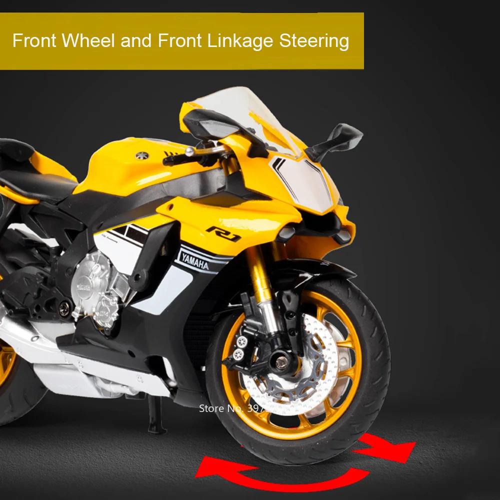 1/12 Scale Yamaha YZF R1 Metal Diecast Motorcycle Toy Car Model Rubber Tires Wheel Steering Toys Motorcycles Kids Children's Day Gifts