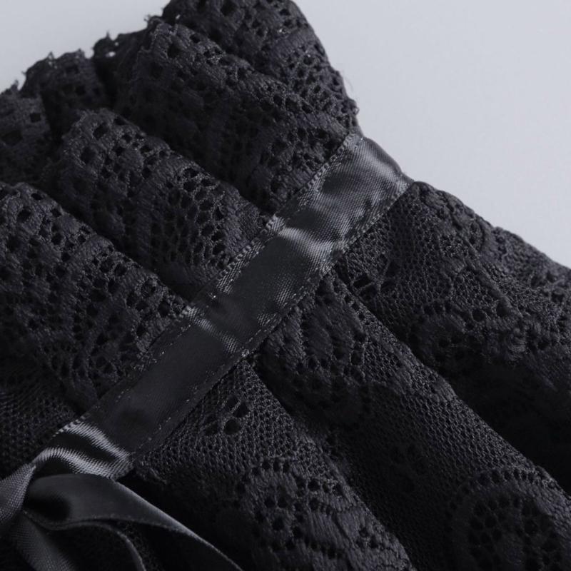 Rüschenspitze Stehkragen Falscher Kragen mit Band für Damen Viktorianischer Abnehmbarer Halsrüschen Dekorativer Schwarzer Schal Cape Boleros