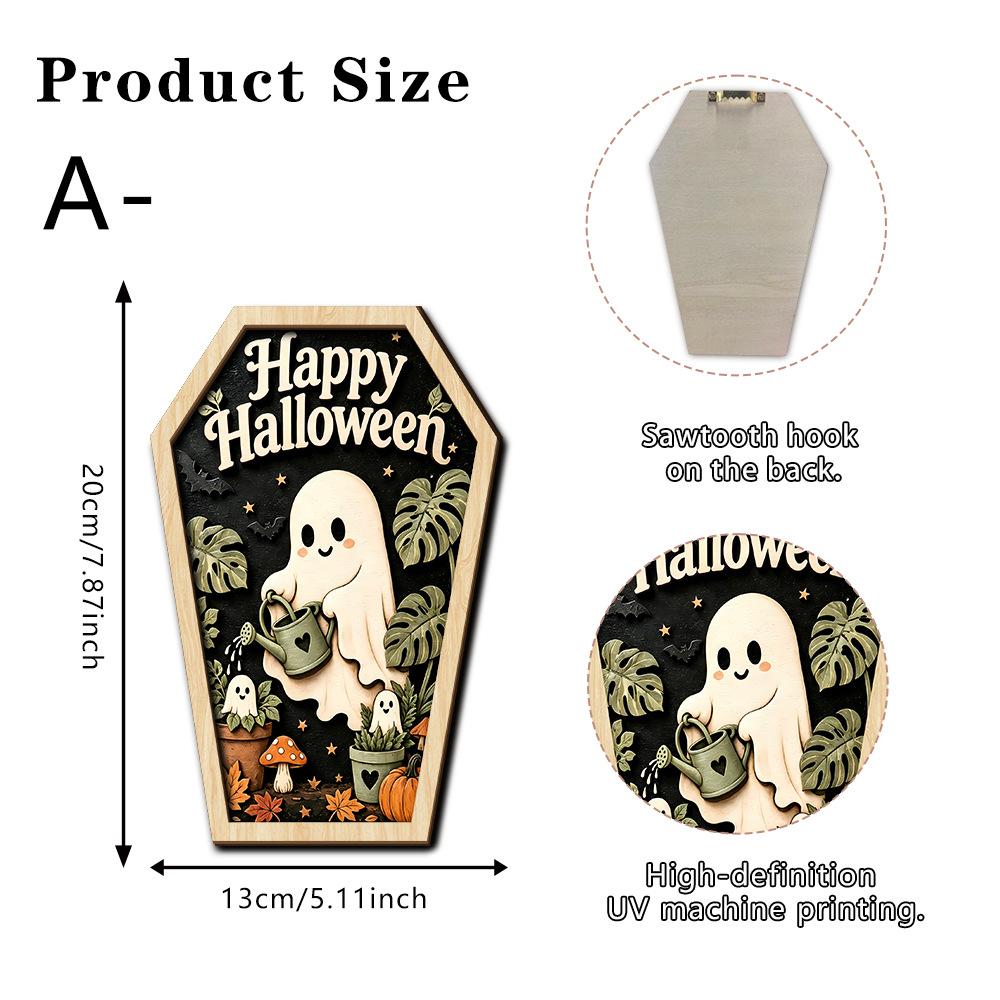 Halloween Wooden Figurine Spooky Party Scene Decor Tabletop Home Gift Craft Ornament