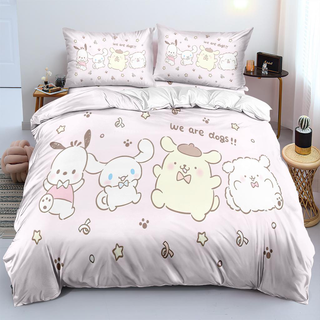 Sanrio Pochacco Bedding Sets Comforter Quilt Bed Cover Duvet Cover Pillow Case 2-3 Pieces Sets Kids Adult Size