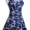 Costume da bagno intero da donna con scollo a V, stampato, conservativo, con gonna