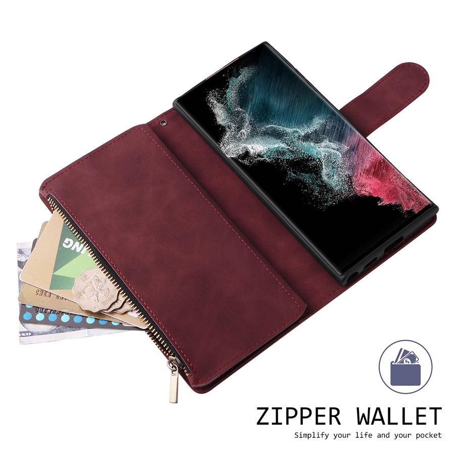 Luxury Wallet Zipper Magnetic Flip Leather Case For Samsung Galaxy iPhone Xiaomi Redmi Huawei Honor Google One Plus Cover