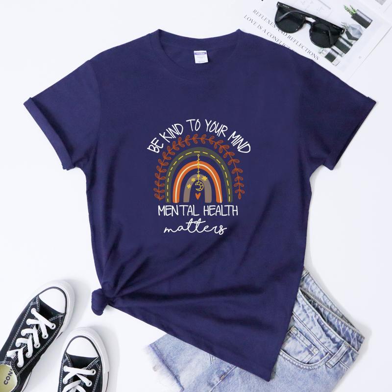 Be Kind To Your Mind Unisextal Health Matters Tshirt Vintage Unisex Boho Rainbow Self Love Tee Shirt Top