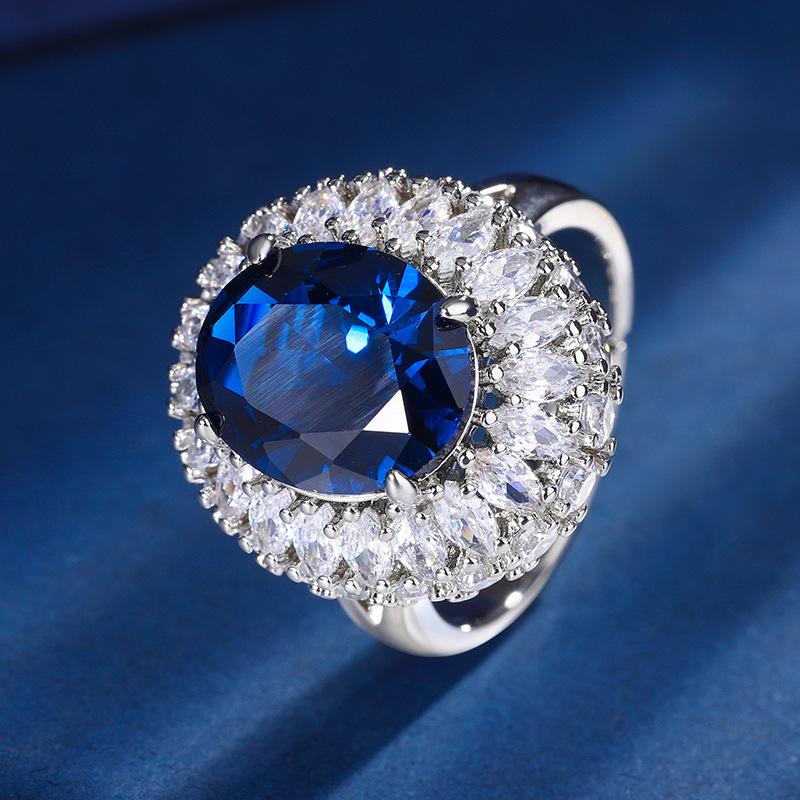 Schmuck Kupferboden Vergoldet Simulationsfarbe Schatz Dan Form Retro Temperament Ring Hauptstein 10 * 12