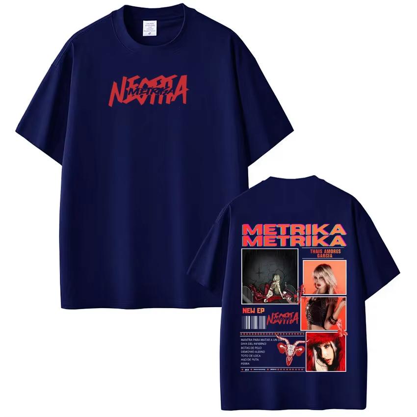 singer metrika New album Tour printed Tshirt men women Aesthetic trendy Shortsleeved pure cotton casual Harajuku Tshirts