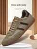 Men's Korean Style Low-Top Genuine Leather Canvas Board Shoes: Casual Flat Bottom Sports Shoes for Spring & Autumn