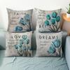 4 Pcs Double Sided Blue Tulip Cushion Covers, Inspirational Faith Love Throw Pillow Cases (No Inserts)