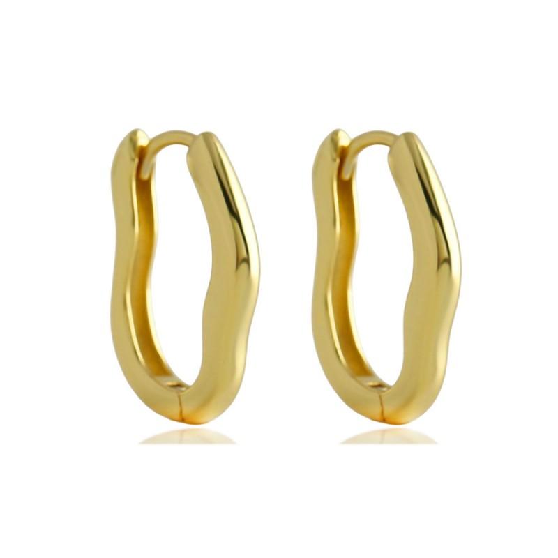 Geometric Asymmetrical Earrings Women Sterling Gold Plated Lightweight Chic Office Wear 925 Sterling Silver