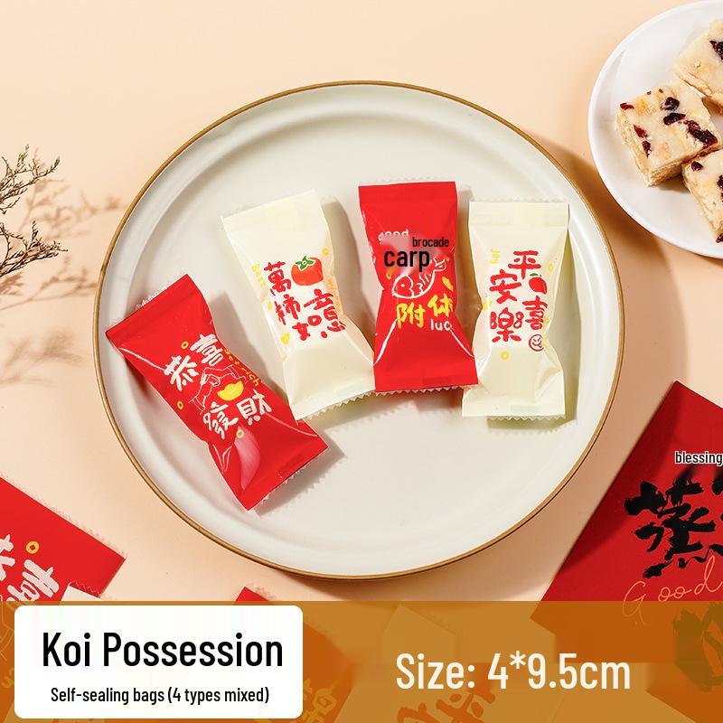 Snowflake Nougat Candy Sealing Bags for Cookies, Biscuits, Toffee, and Baking.