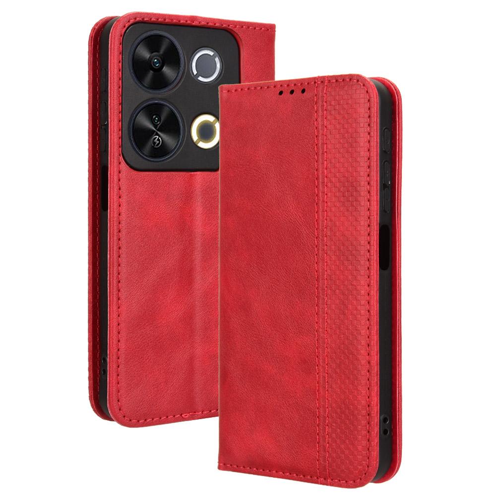 

Для itel P65 P671L Шкіряний Чохол Гаманець Підставка Ретро Текстура Чохол для Телефону Red