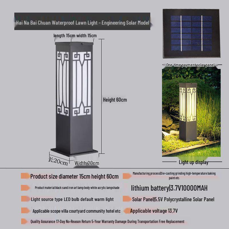 Solar-Powered Waterproof Lawn Light for Outdoor Garden or Villa