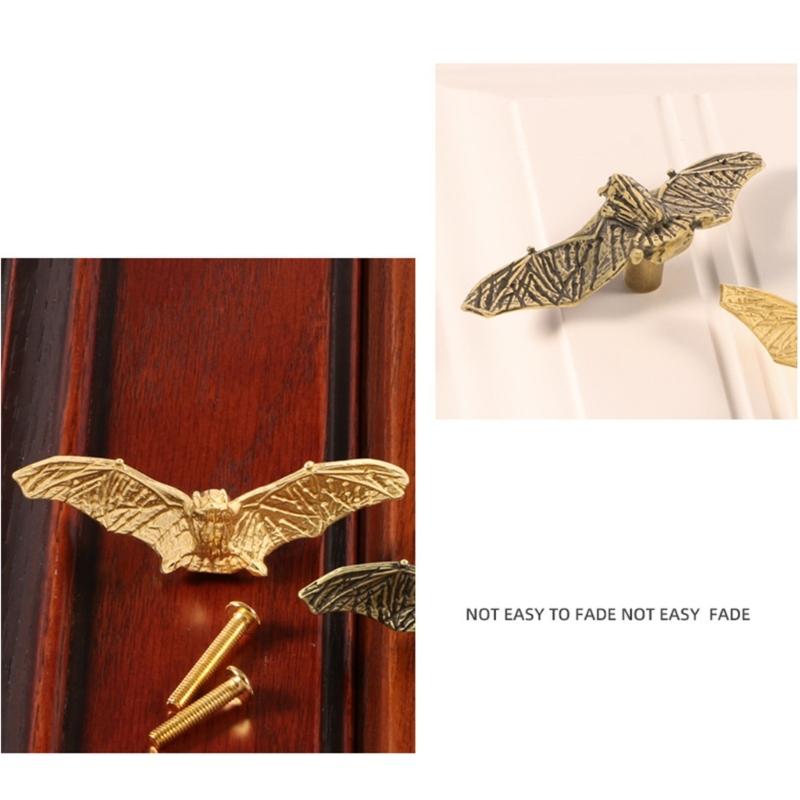 Comfort Metal Cabinet Handle Featuring Retro Chinese Style Bat Figure Good Luck Decors High Durability Not Rusts Quick Install