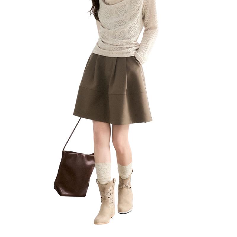 Miexu Women s A-line High-Waist Linen Blend Short Skirt S