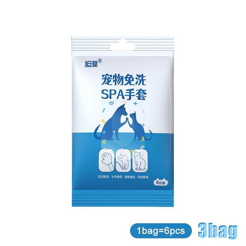 1-6Bag Pet Wipes Gloves Dog Clean Spa Leave-In Deodorizing Dry Cleaning Cat Wipes For Dogs And Cats, Bath Gloves, Cleaning Suppl