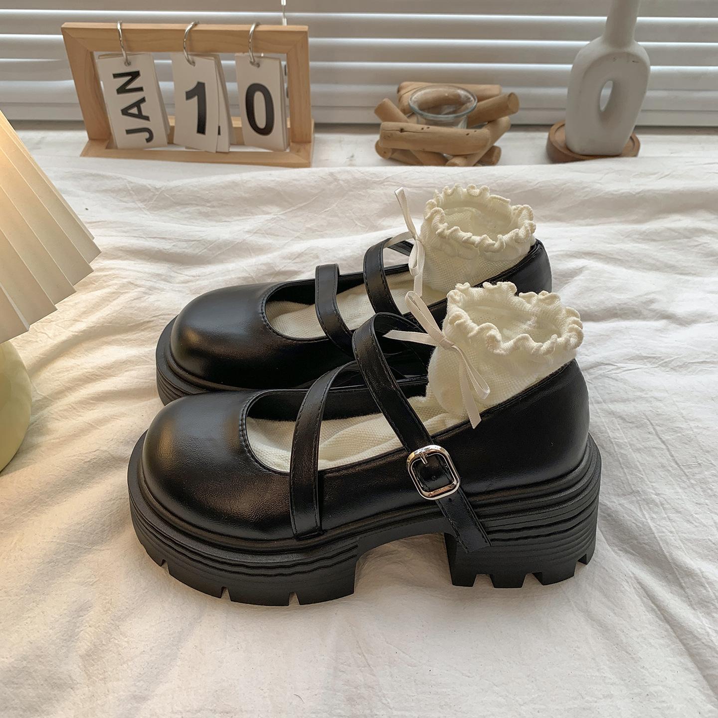 

Retro black British style with skirt thick heel small leather shoes women s 2025 new summer high-end Mary Jane single shoes 35 матовый черный