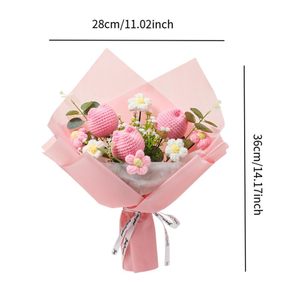 Crochet Flower Bouquet Artificial Photography Props Decorative Ornament Handmade Knitted Bouquet Gift for Family Friends