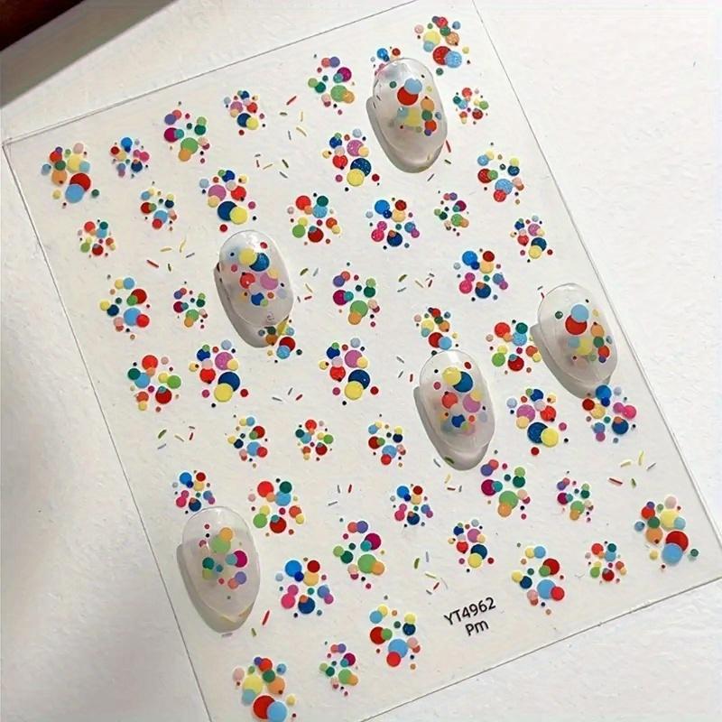 3D Simple Line Color Ball Decorative Nail Stickers, Cute Colorful Round Self-Adhesive Nail Stickers and Decals