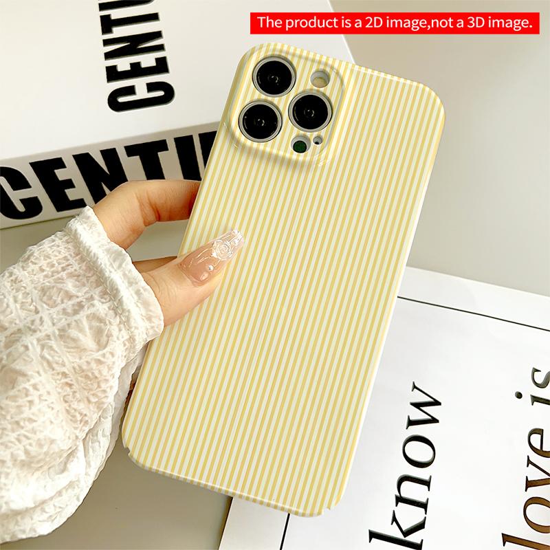 2DFlat Yellow Striped Pattern Phone Case All inclusive film hard iPhone case, compatible with iPhone 18 Pro Max 17 16 15 14 13 12 11