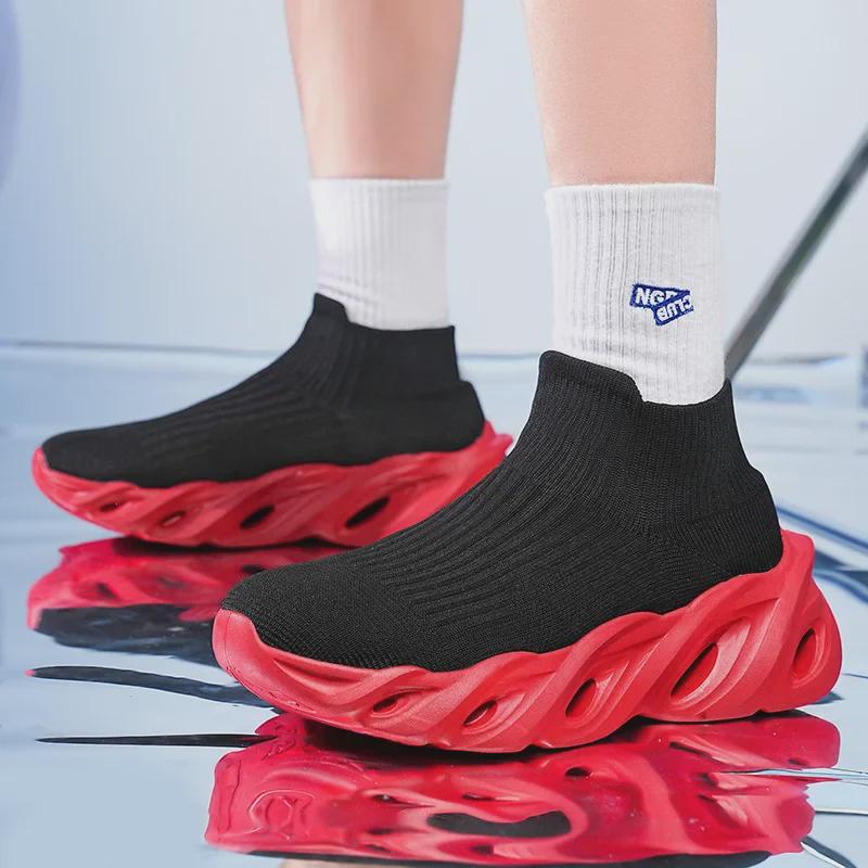Men's Autumn Lightweight Knit Sneakers - Breathable, Sock-Style, Blade Design for Running and Casual Wear