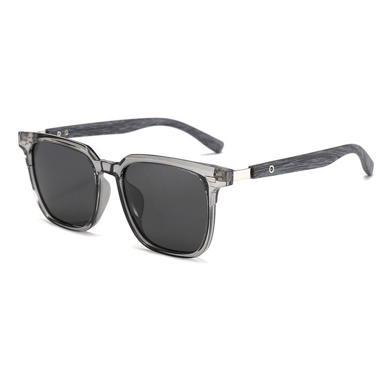 Polarized Square Sunglasses with UV Protection and Wood Grain Legs (Model P891876)