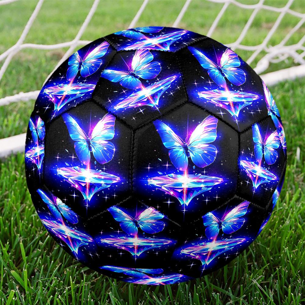 1pc Butterfly Magic Sparkle Theme Soccer Ball Football, Size 5, Lightweight PVC, Outdoor Training Soccer Ball,Gift C6524