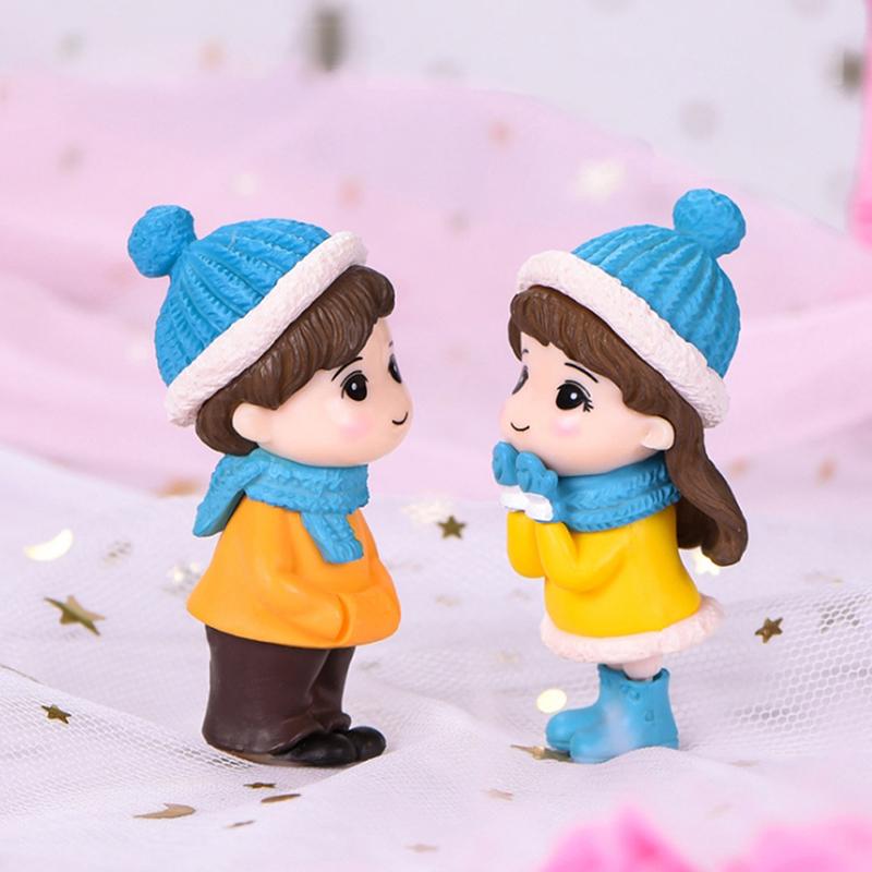 2Pcs/Set Mini Lovers Dolls Model Figures Micro Landscape Fairy Garden Figurine