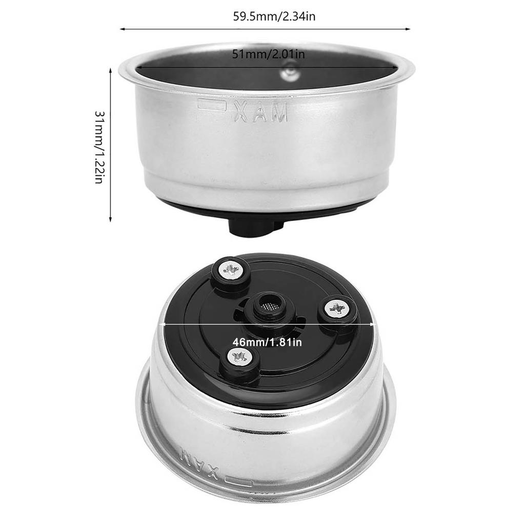 51mm Avtagbar Kaffefilterkorg i Rostfritt Stål Sil Kaffemaskintillbehör för Hemmakontor