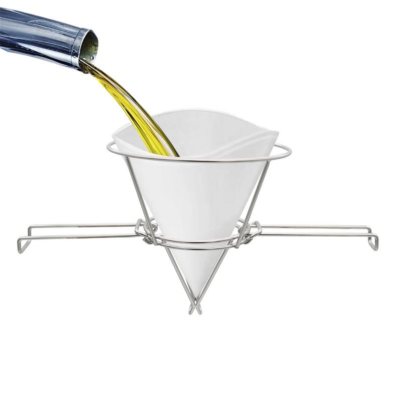 

Deep Fryer Oil Cone Filter Holder Maple Syrup Cone Filter Stand With Folding Arms Stainless Steel Reusable Strainer Rack CN