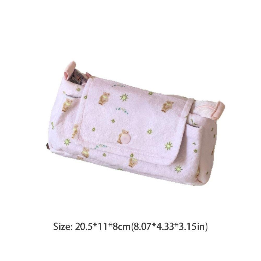 Printed Pencil Storage Bag Large Capacity Zipper Stationery Pouch Back To School