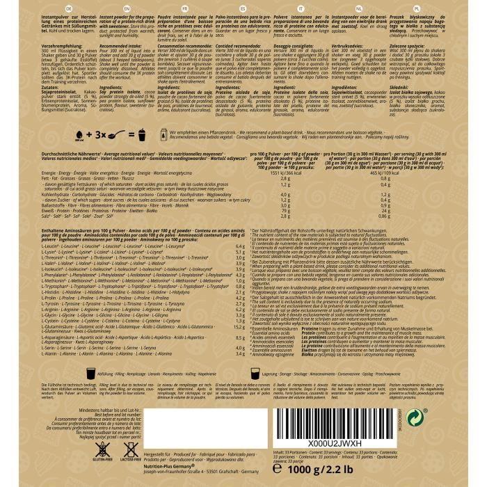 Nutri-plus shape &amp; shake 3k protein - poudre de protéines végétaliennes - biscuits et crème - proteines - 1000g