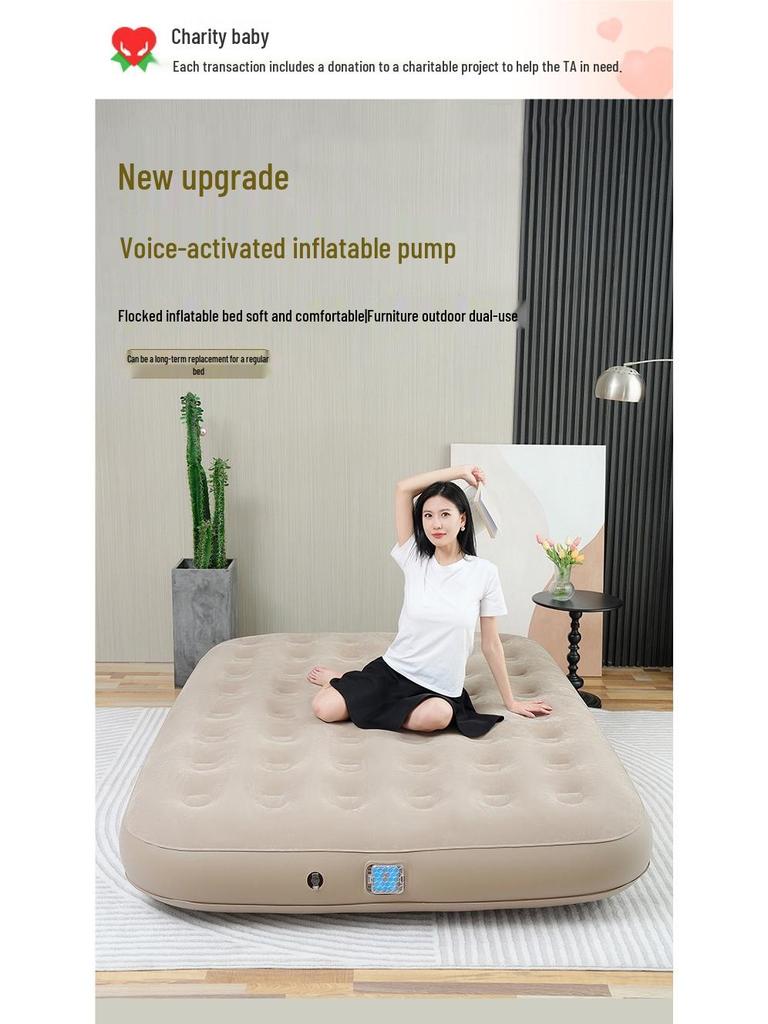 Smart AI Voice-Controlled Inflatable Air Mattress for Outdoor Camping – Thickened Double Bed Sheet