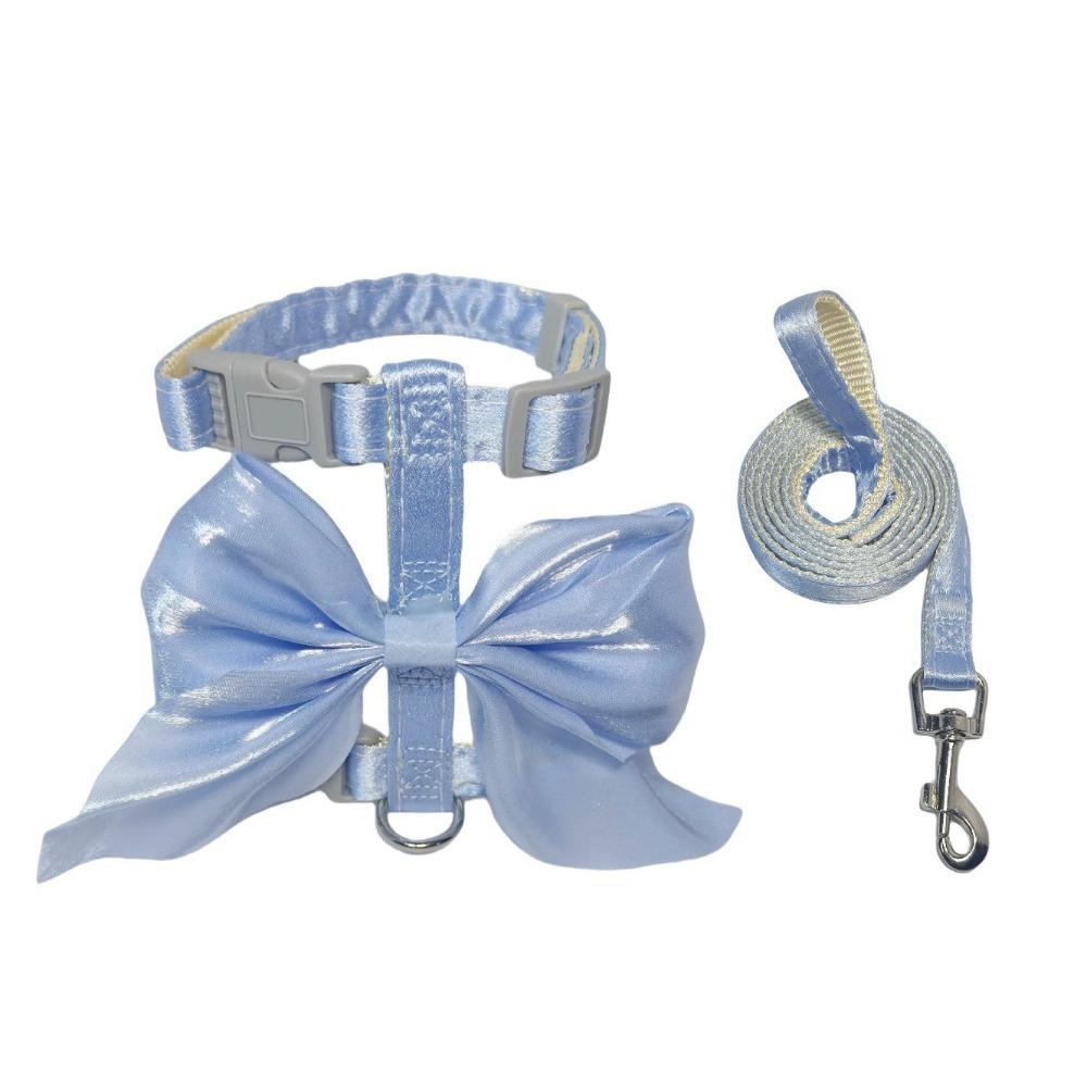 

Cute Bow Dog Chest Strap Escape-Proof Dog Vest Harness Princess Style Cat Leash Training M синий