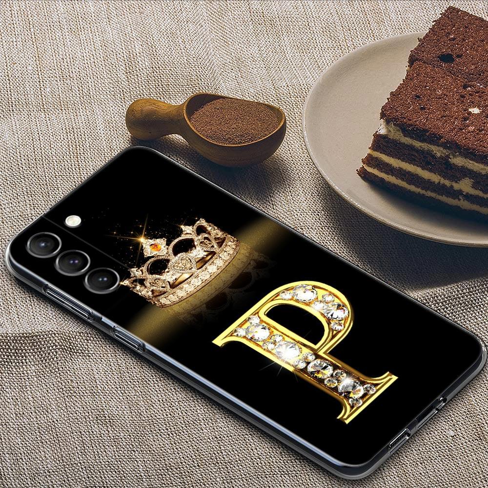Diamond Crown First Initials Letter N Clear Samsung S24 Ultra Case For Galaxy S21 S20 FE S22 Ultra S23 S24 Plus Cases Soft Cover
