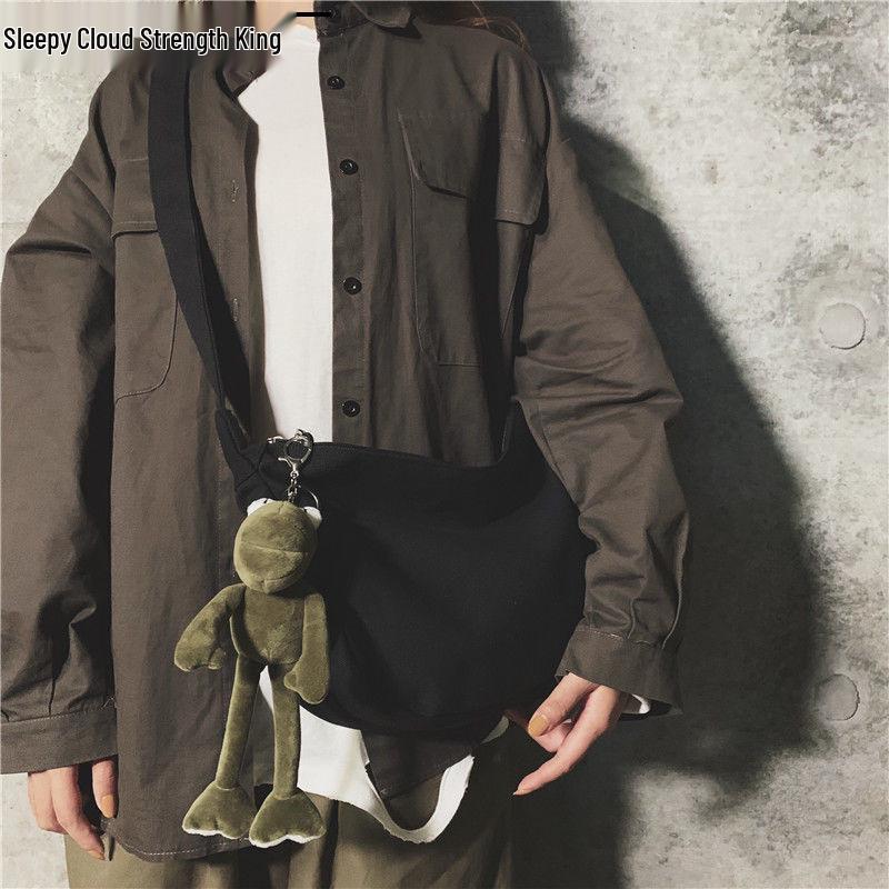 Unisex Trendy Canvas Crossbody Bag: Hip Hop, Japanese, Casual & Versatile Design for Students