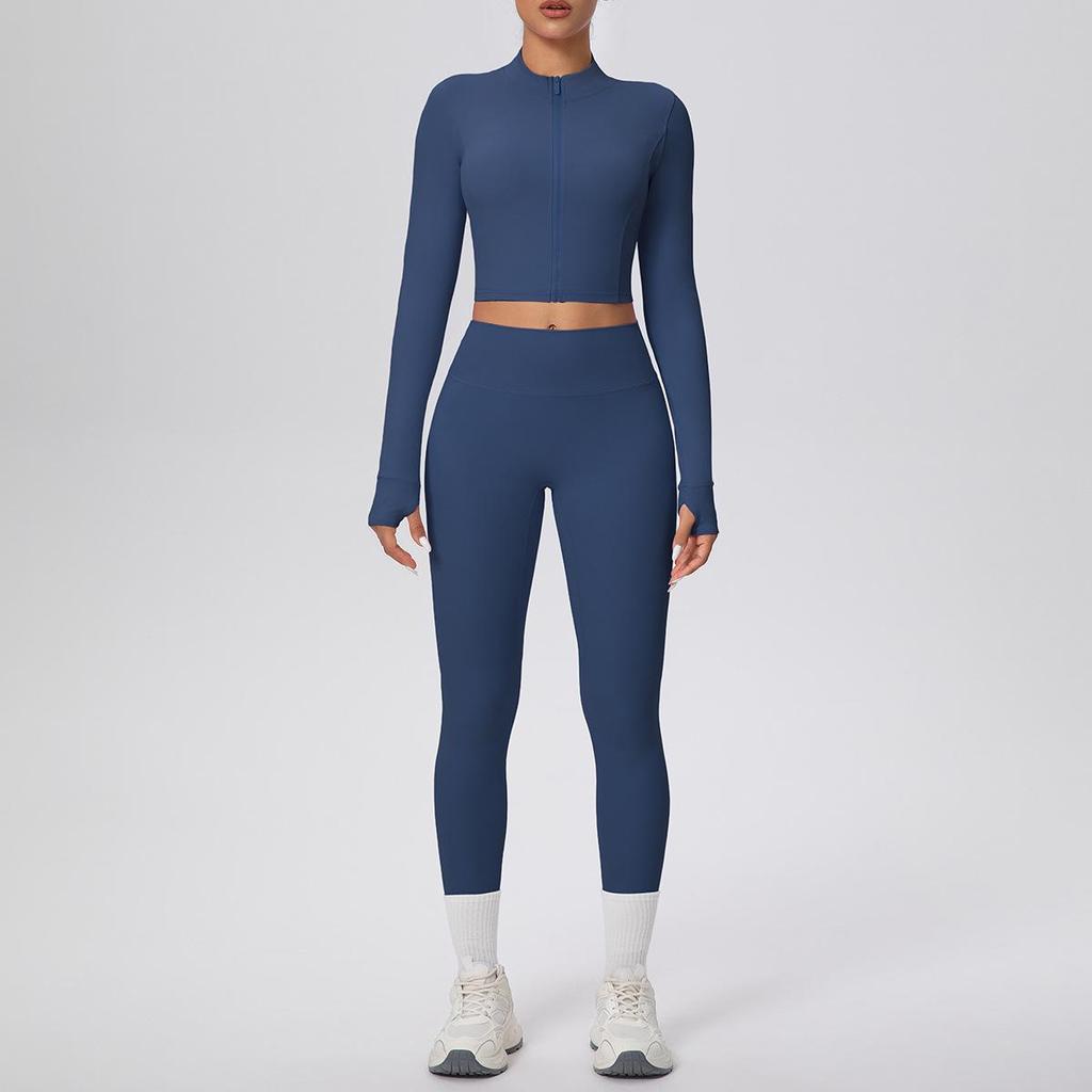 Damen Wolkenartiges Yoga-Anzug-Set: Crop Top & High-Waist Leggings - Schnelltrocknend, Outdoor Laufen & Fitnessbekleidung Zweiteilig