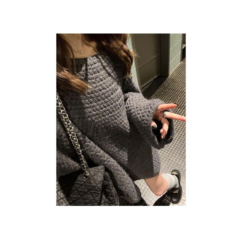 

Широкий свободный свитер, осенне-зимние топы one size серый