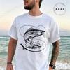 Retro Fish Fishing Print T-shirt Men Summer Breathable Tee T-Shirts Beach Vacation Casual Shirts Fisherman Gift Oversized Tops