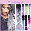 Prodlužování vlasů Ombre 24 palců Pletení 115 g Syntetická Jumbo Braids Vlasové vlákno Růžová Fialová Modrá Zelená