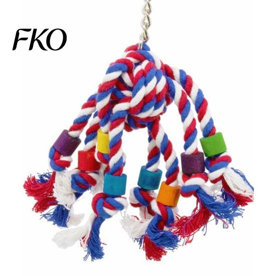 Cotton Rope Bird Chew Toy Colorful Parrot Toy, Biting Cockatiel Chewing Cage Accessory for Lovebird Budgie Parakeet