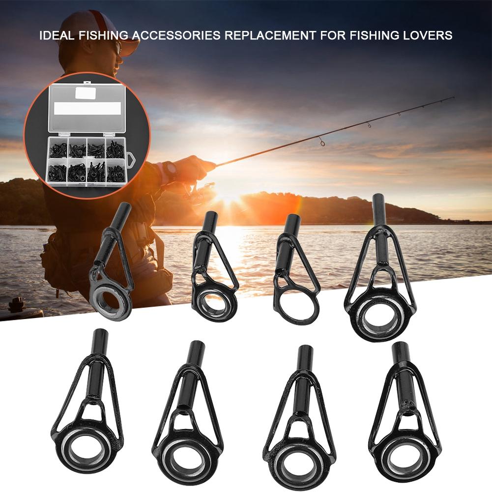80 Stück Edelstahl 8 Größen Angelrutenringe Spitzen Ösenring Meeresangelrute Schnurführung