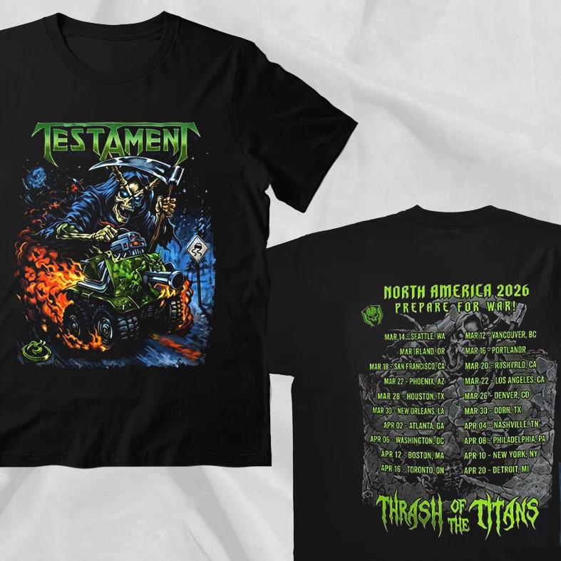 Rare! Testament 2 Sides Thrash of the Titans 2026 Tour Shirt CL938 M