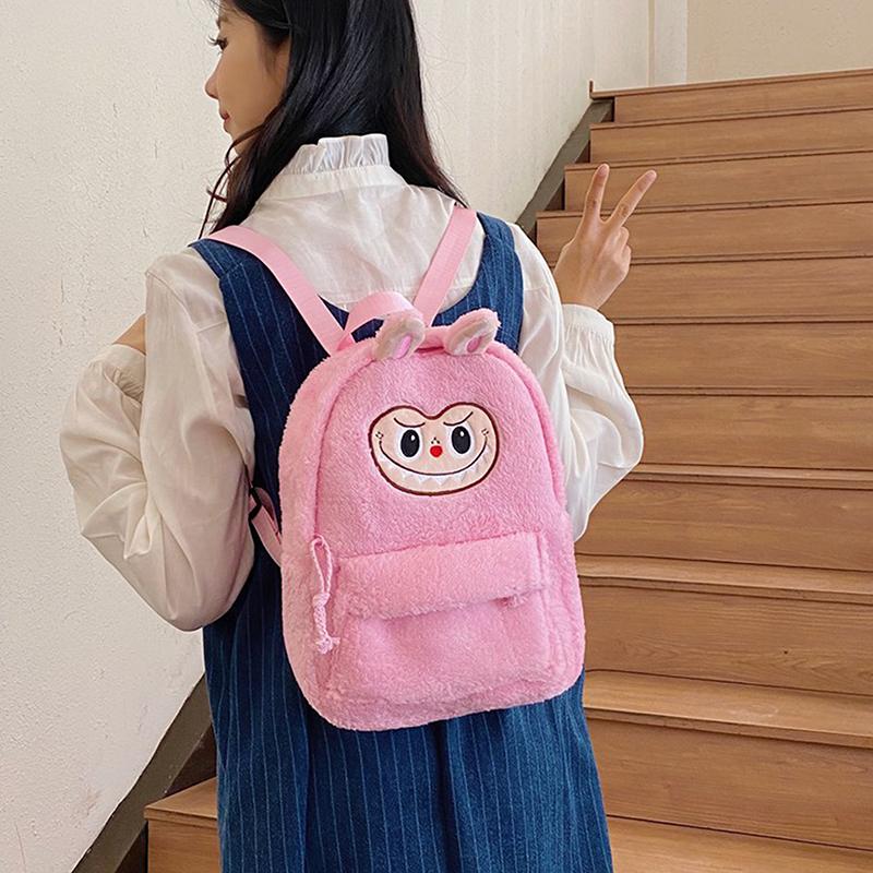 Cartoon Labubu Lovely Plush Backpack Girl Heart Large Capacity Outward Commuting Shoulders Bag Kids Birthday Gift