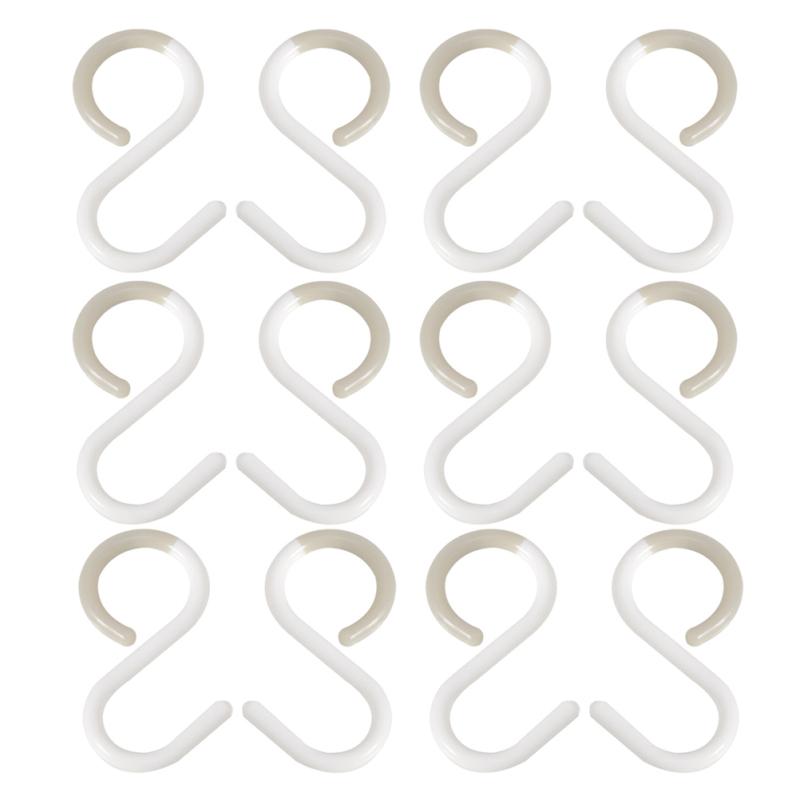 12 Pcs White S Hooks Plastic Key Hooks Coat Holder Multipurpose Bathroom Closet Wardrobe Clothes Ganizer Hooks