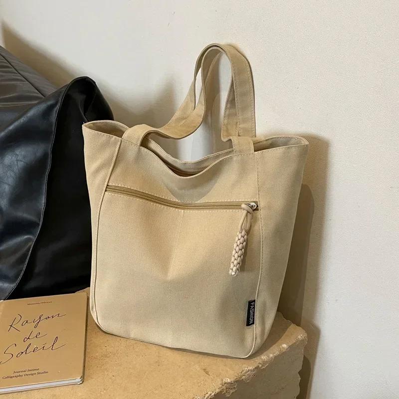 Geantă de umăr din pânză vintage solidă de iarnă, moda agrement, student de artă, geantă de mână de mare capacitate pentru navetiști, geantă de mână pentru femei