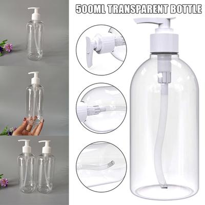 1/3 Pcs 500ml Empty Pump Refillable Bathroom Shampoo Shower Gel Bottles Dispenser Kitchen Dish Plastic Liquid Container